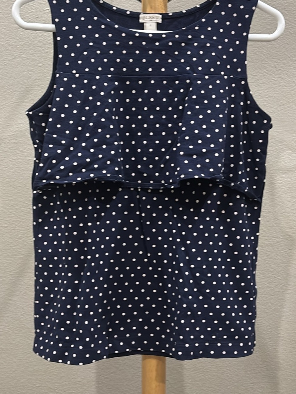 J. Crew Navy and White Polka Dot Sleeveless Tank